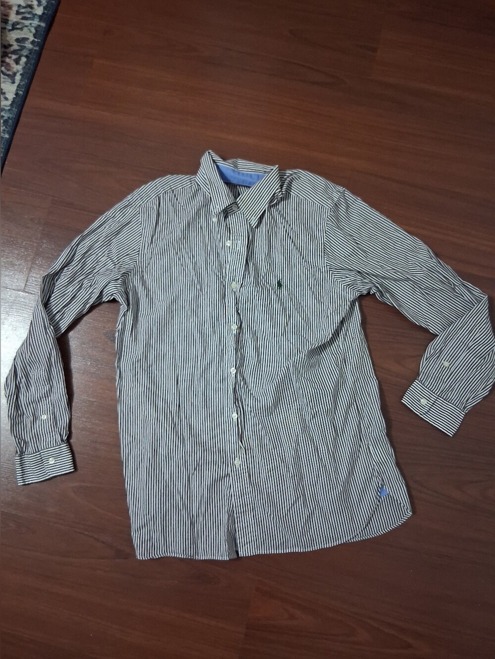 Ralph Lauren Slim Fit Pinstripe Dress Shirt - Navy & White